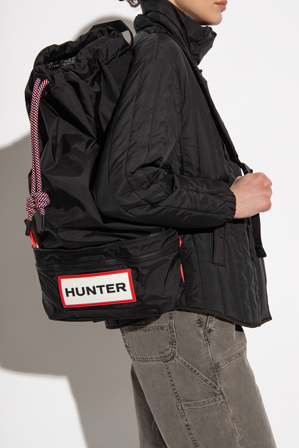 バックパック・リュック HUNTER [UNISEX] Travel Ripstop Backpack Black/Logo Red UBB15 Black Folding backpack with logo Hunter